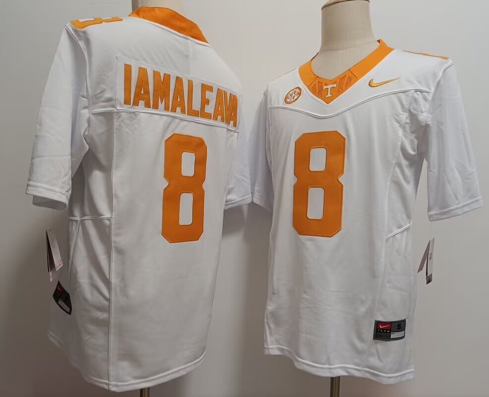 Men Tennessee Titans 8 Iamaleava white 2024 NCAA Nike jersey